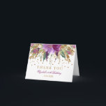 Floral Glitter Amethyst 90th Birthday Thank You Card<br><div class="desc">Matching collection in the Little Bayleigh store! We have used artwork from: www.createthecut.com</div>