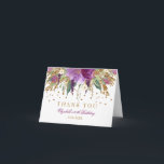 Floral Glitter Amethyst 90th Birthday Thank You Card<br><div class="desc">Matching collection in the Little Bayleigh store! We have used artwork from: www.createthecut.com</div>