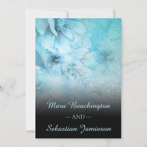*~* Floral Glitter Blue Purple Watercolor Wedding Invitation