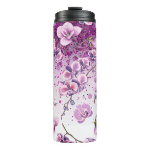 *~* Floral Glitter Girly Confetti Thermal Tumbler