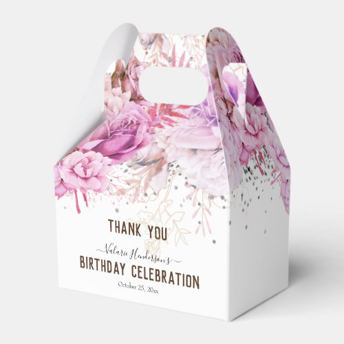 Floral Glitter  Happy Birthday Favor Box
