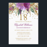 Floral Glitter Sparkling Amethyst 18th Birthday Invitation<br><div class="desc">More floral birthday invitations in the Little Bayleigh store! We have used artwork from: www.createthecut.com</div>
