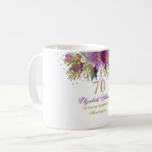 Floral Glitter Sparkling Amethyst 70th Birthday Coffee Mug (Front Left)