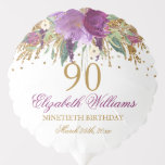 Floral Glitter Sparkling Amethyst 90th Birthday  Balloon<br><div class="desc">Matching Collection in the Little Bayleigh Store!</div>