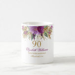 Floral Glitter Sparkling Amethyst 90th Birthday Coffee Mug<br><div class="desc">More Elegant Birthday Mugs in the Little Bayleigh Store!</div>