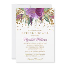 Floral Glitter Sparkling Amethyst Bridal Shower