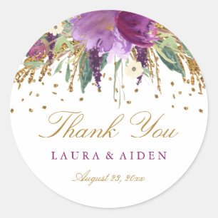 Floral Glitter Sparkling Amethyst Wedding Stickers