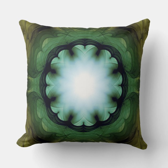 Floral glossy green decoration throw pillow (Front)