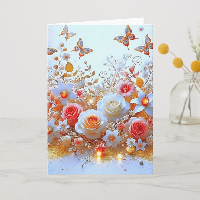 Floral Glow Letterpress Thank You Card (Front)