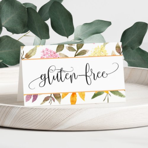 Floral Gluten Free Table Tent card