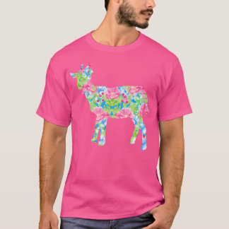Floral Goat Colorful Flowers I Love Goats T-Shirt