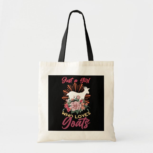 Floral Goat Farm Animal Women Girls Flowers Tote Bag (Front)