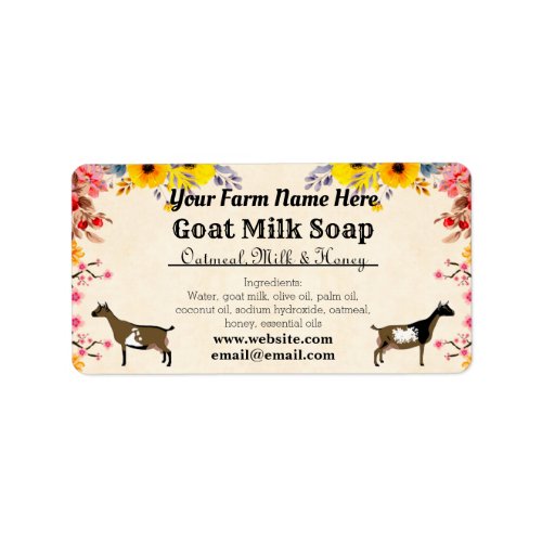 Floral Goat Milk Soap Label _ Nigerian Dwarf Dairy