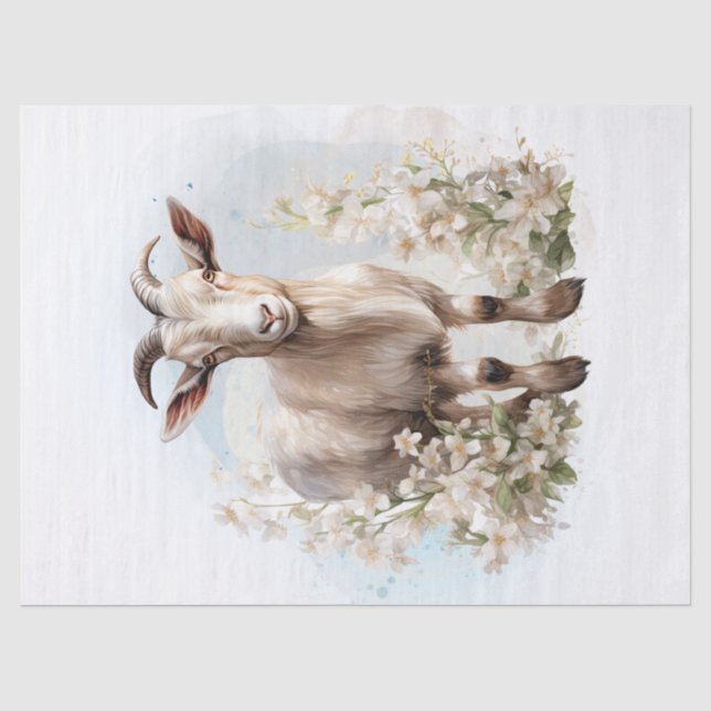 Floral Goat Watercolor Tissue Paper (Front)