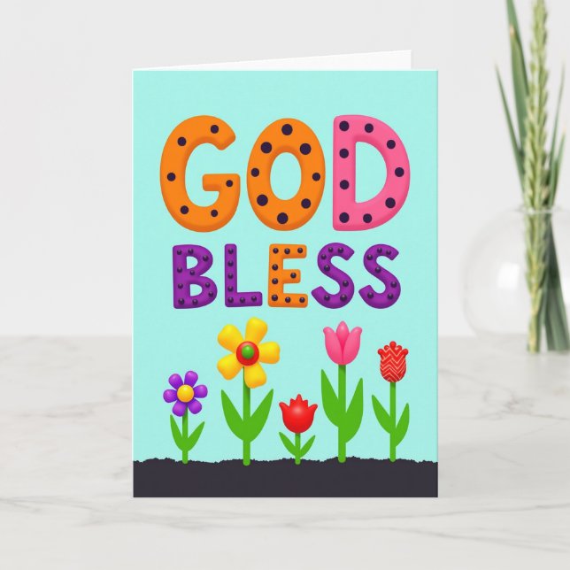 Floral God Bless Mothers Day Card (Front)