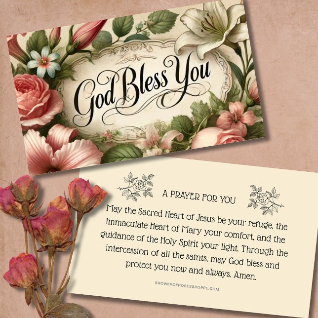 FLORAL GOD BLESS YOU PRAYER HOLY CARD (Creator Uploaded)