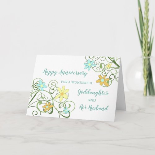 Floral Goddaughter and Her Husband Anniversary Card
