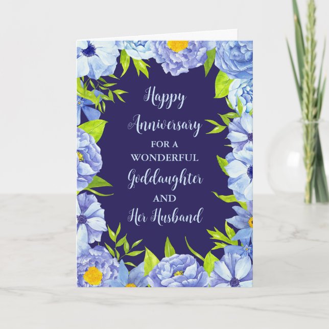 Floral Goddaughter and Her Husband Anniversary Card (Front)