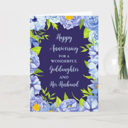 Floral Goddaughter and Her Husband Anniversary Card