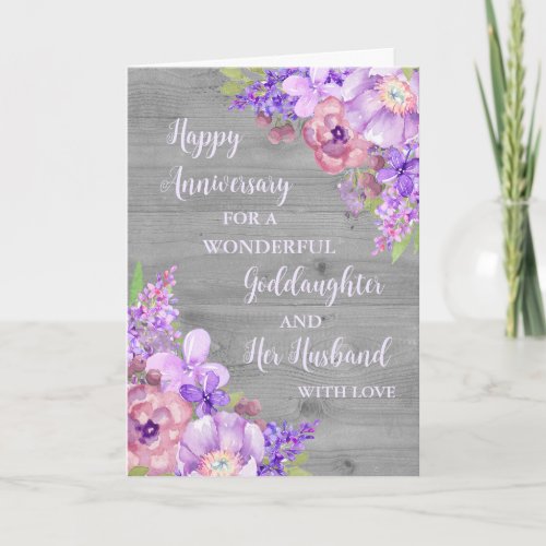 Floral Goddaughter and Her Husband Anniversary Card