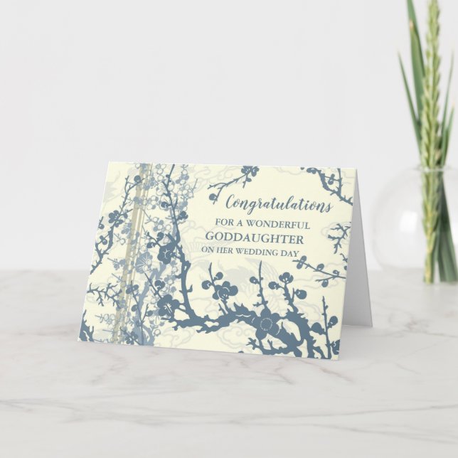 Floral Goddaughter Wedding Day Congratulations Card (Front)