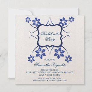 Floral Goddess Bachelorette Party Invite Dark Blue
