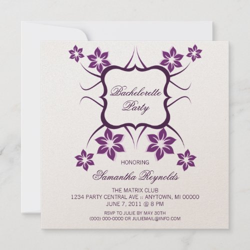 Floral Goddess Bachelorette Party Invite, Purple