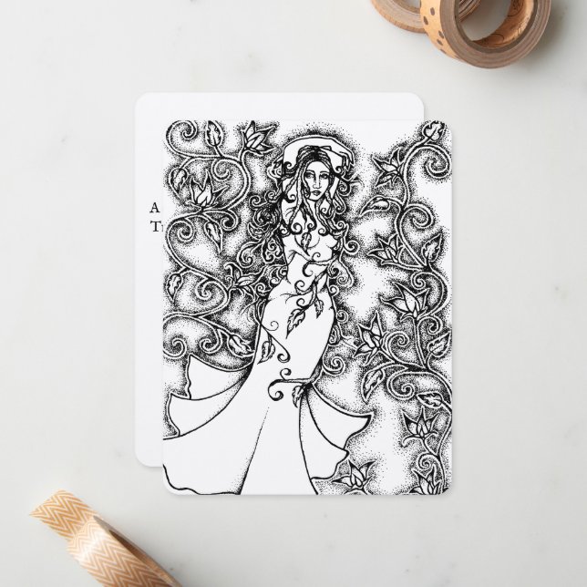 Floral Goddess Note Card (Front/Back In Situ)