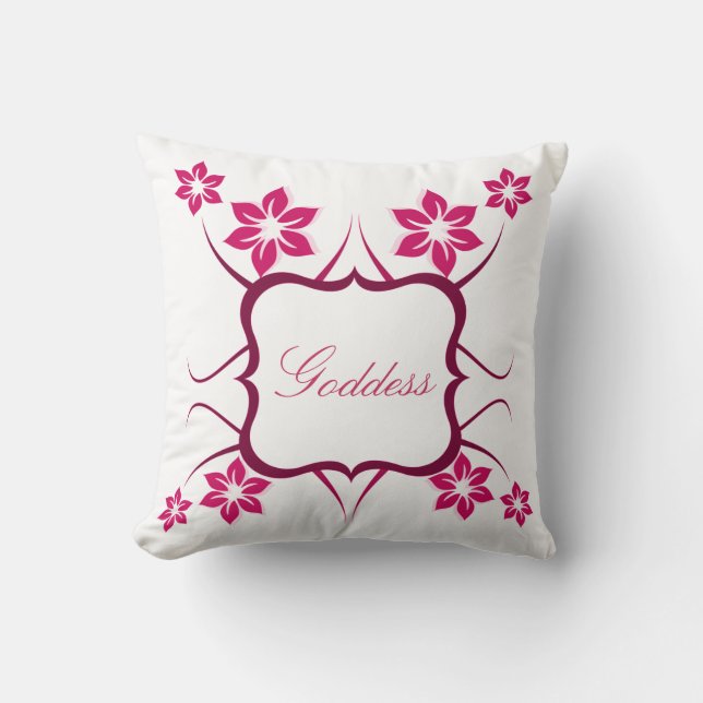 Floral Goddess Pillow, Pink Throw Pillow (Front)