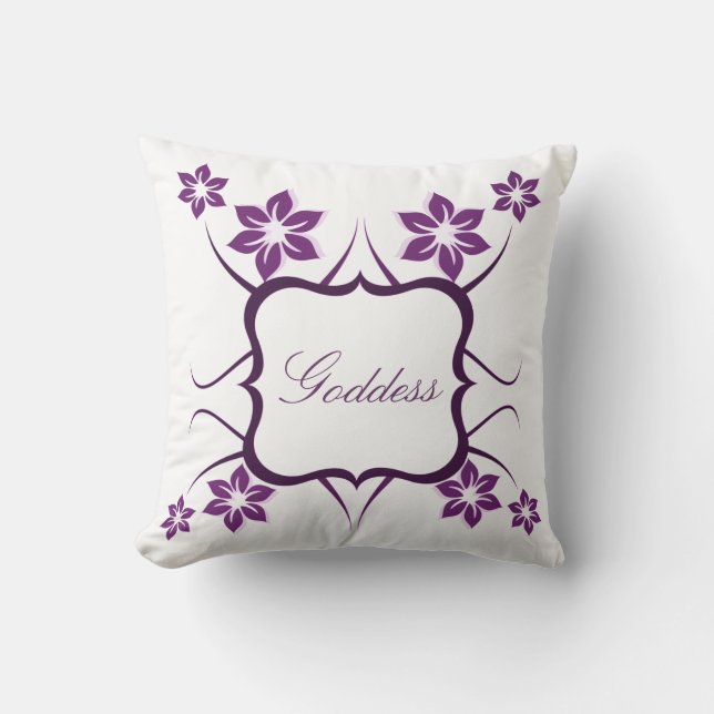 Floral Goddess Pillow, Purple Throw Pillow (Front)