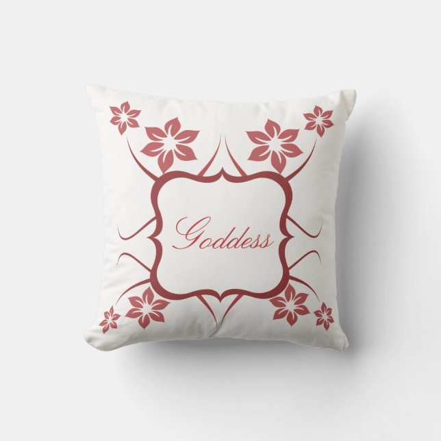 Floral Goddess Pillow, Red Throw Pillow (Front)