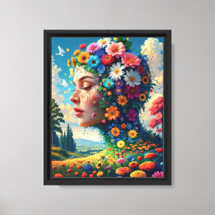 Floral Goddess Surreal Art Poster Canvas Print