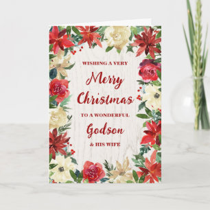 Floral Godson and his Wife Merry Christmas Card