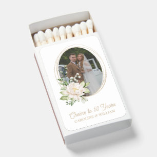 Floral & Gold 50th Anniversary Party Favor Matches
