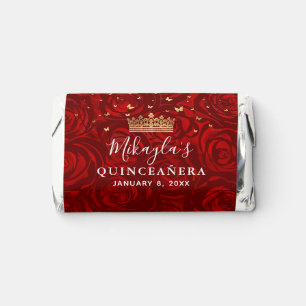 Floral Gold and Red Quinceanera Chocolate Hershey's Miniatures