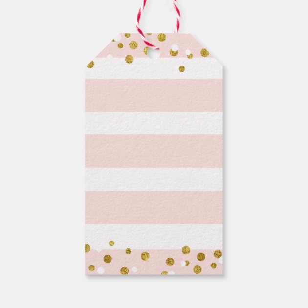 Floral Gold And Stripes Watercolor Pink Wedding Gift Tags