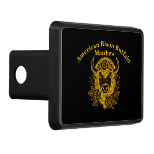 Floral Gold Bison Head Decor Hitch Cover