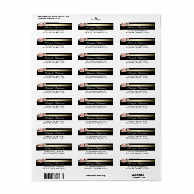 Floral Gold Black And White Stripes Wedding Label