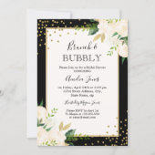 Floral Gold Black Stripes Brunch And Bubbly Shower Invitation (Front)