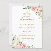 Floral Gold Blush Quinceanera Invitation (Front)