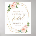 Floral Gold Bridal Shower Welcome Sign at Zazzle