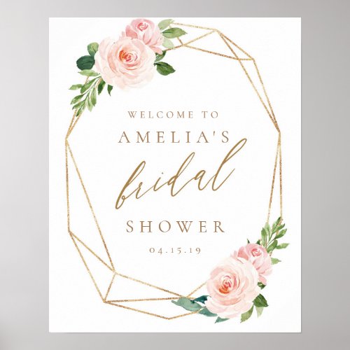 Floral Gold Bridal Shower Welcome Sign