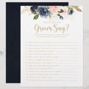 Floral Gold Bridal Shower What did the Groom Say