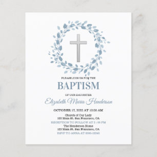 Floral & Gold/BUDGET- Girl Baptism Invitation. Flyer