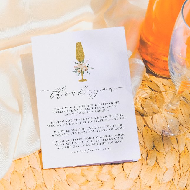 Floral Gold Champagne Flute Thank You (Creator Uploaded)