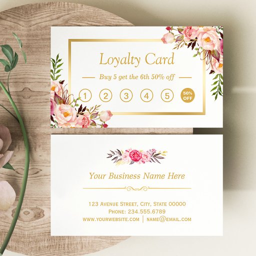 Customizable Floral Gold Chic Beauty Salon Loyalty Punch Card
