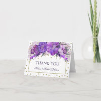 Floral Gold Confetti Purple Thank You