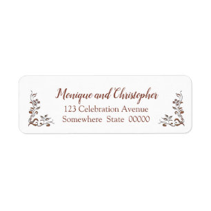Floral Gold Copper Burgundy Wedding Label