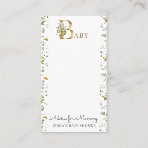 floral gold elegant Baby Shower Advice Enclosure Card