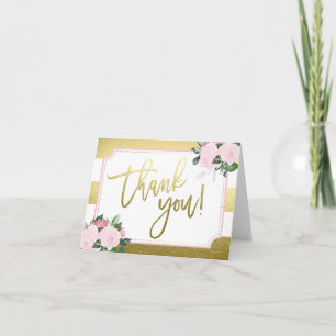Floral Gold Faux Foil Thank You